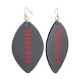 thumbnail image 1 of Women's Game Day Football Shaped Two Tone Faux Leather Dangle Pierced Earrings, Gray/Red, 1 of 2