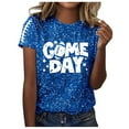 thumbnail image 1 of Women's Game Day Shirts Funny Sequin Football Hearts Graphic Short Sleeve Tops Summer Trendy Crew Neck Casual Workout Tees Z002-Blue M, 1 of 4