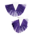 thumbnail image 1 of Women's Game Day Sport Team Pom Style Fringed Tassel Pierced Earrings, Purple/White, 1 of 3