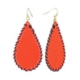 thumbnail image 1 of Women's Game Day Sport Team Two Tone Faux Leather Teardrop Dangle Pierced Earrings, Orange/Navy, 1 of 3