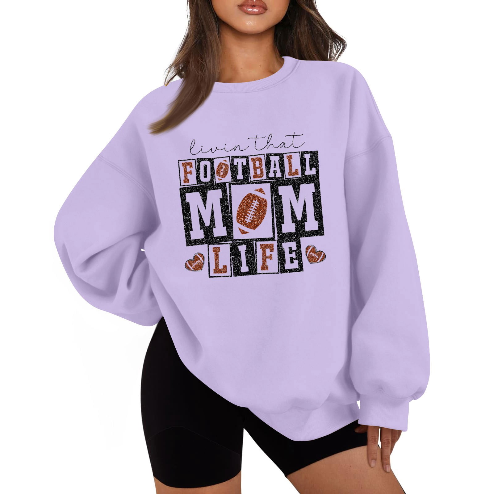 Women's Game Day Sweatshirt Funny Football Graphic Pullover Tops Long