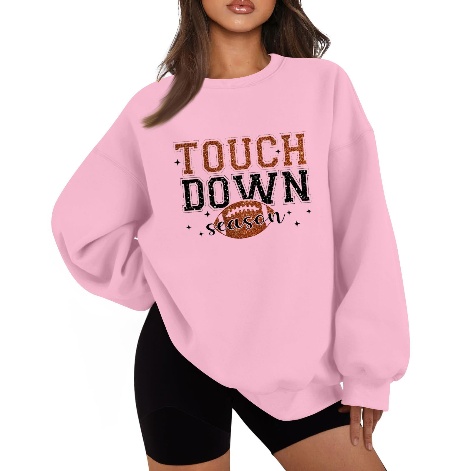 Women's Game Day Sweatshirt Funny Football Graphic Pullover Tops Long