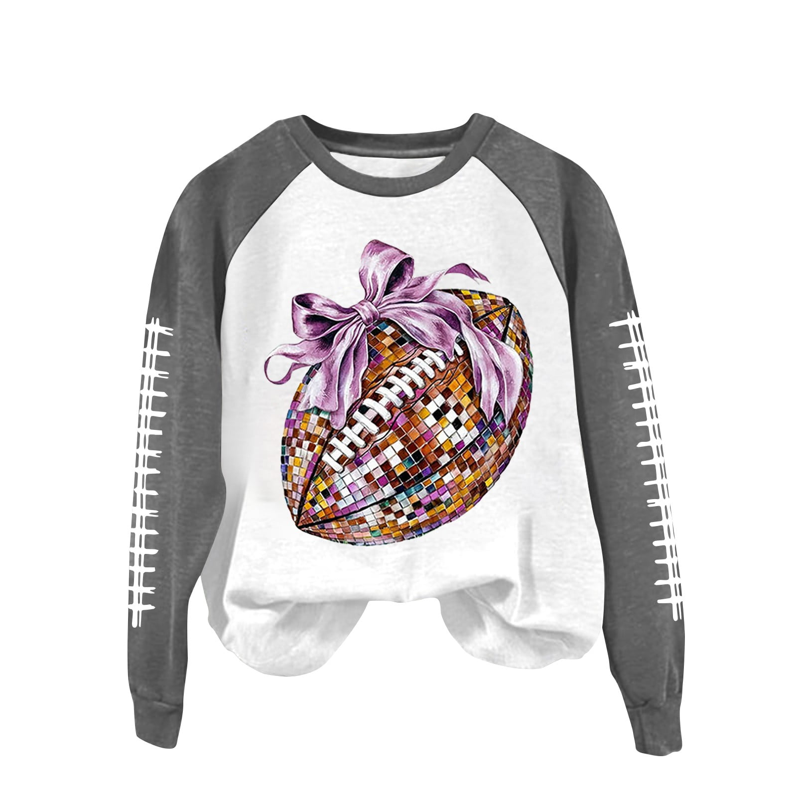 Women's Game Day Sweatshirt Funny Football Graphic Pullover Tops Long