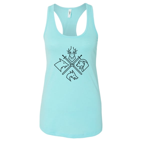 Women’s Game Of Thrones Graphic Next Level Racerback Tank Top USA MADE RB Clothing Co Cancun Blue, Small