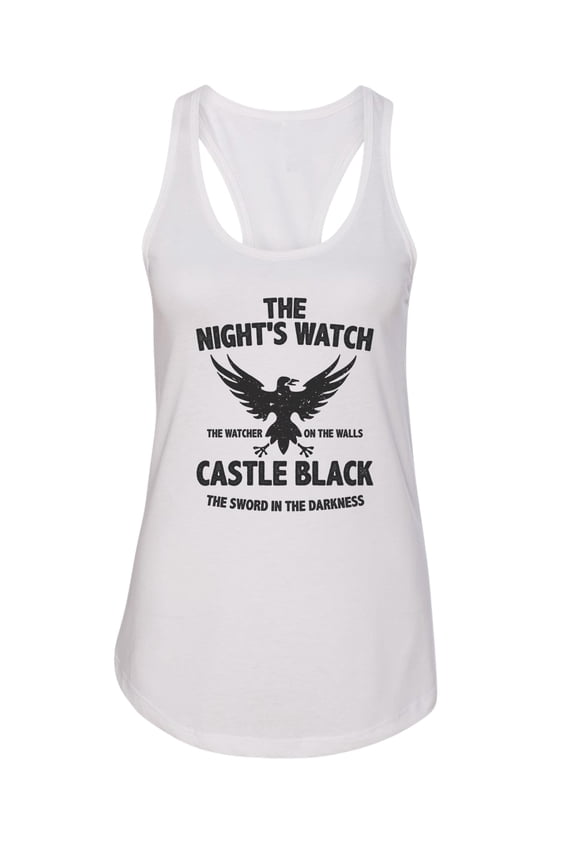 Women’s Game Of Thrones Graphic Racerback Tank Top “The Night’s Watch” RB Clothing Co White, Medium
