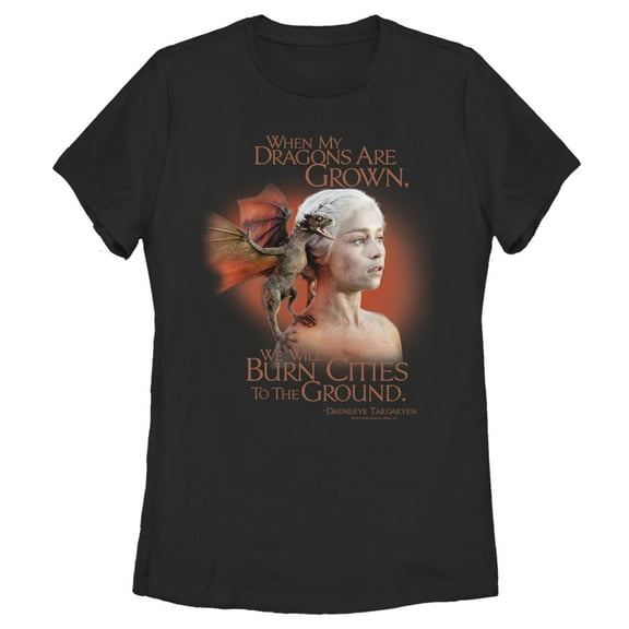 Women's Game of Thrones Daenerys Burn Cities  Graphic Tee Black 2X Large