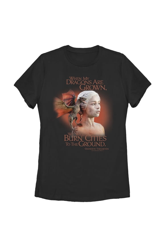 Women's Game of Thrones Daenerys Burn Cities Graphic Tee Black Medium