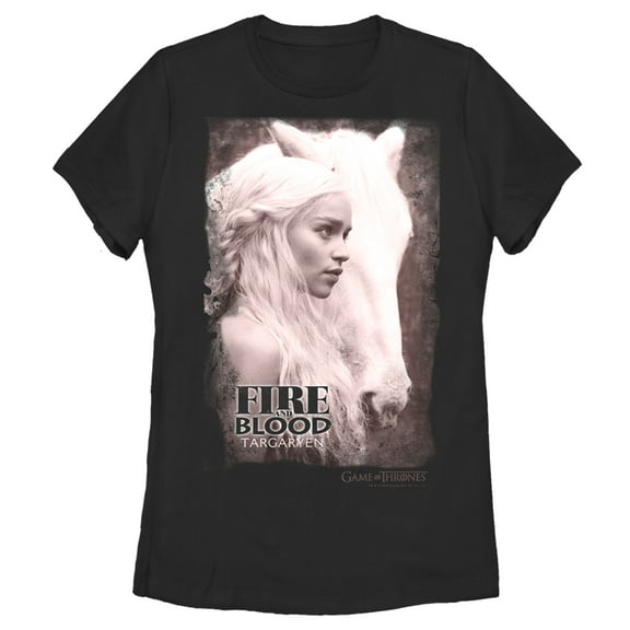 Women's Game of Thrones Daenerys Fire and Blood Frame  Graphic Tee Black Large