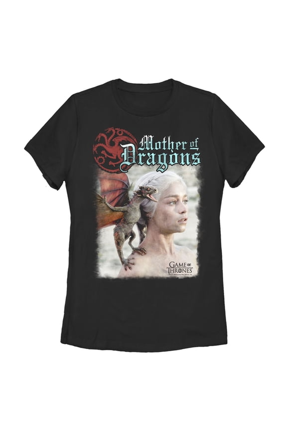 Women's Game of Thrones Daenerys Mother of Dragons Graphic Tee Black X Large