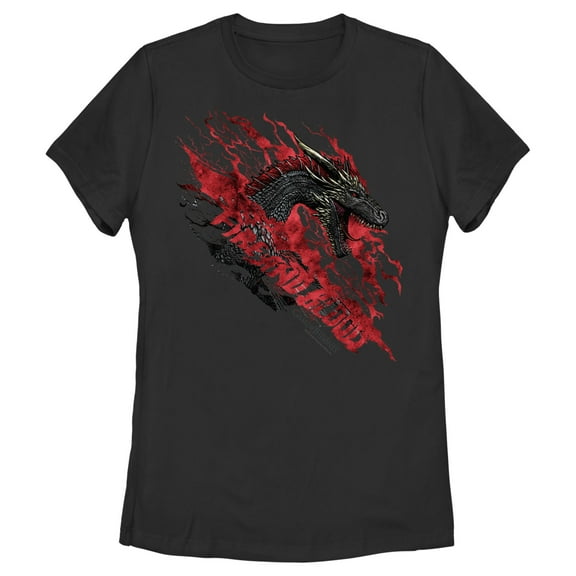Women's Game of Thrones Fire and Blood Dragon Red  Graphic Tee Black X Large
