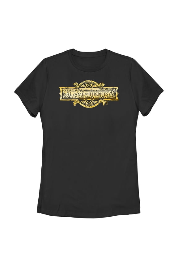 Women's Game of Thrones Golden Logo Graphic Tee Black Small