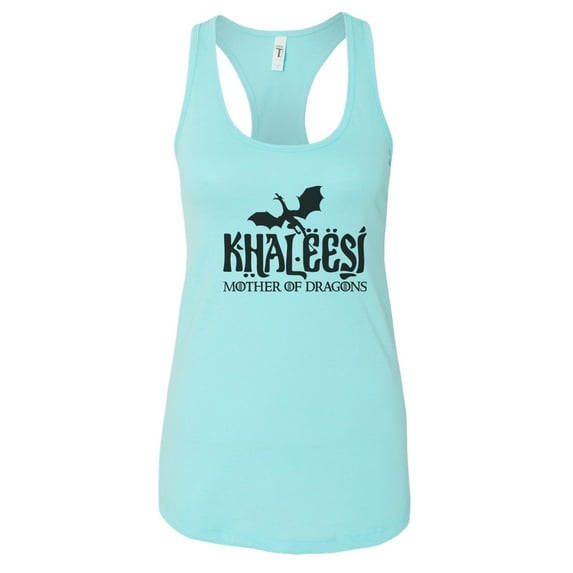 Women’s Game of Thrones Graphic Tank Top “KHALEESI Mother of Dragons” RB Clothing Co Cancun Blue, Medium