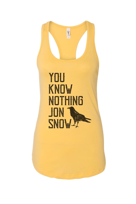 Women’s Game of Thrones Graphic Tank Top “You Know Nothing John Snow” RB Clothing Co Banana Crème, Large