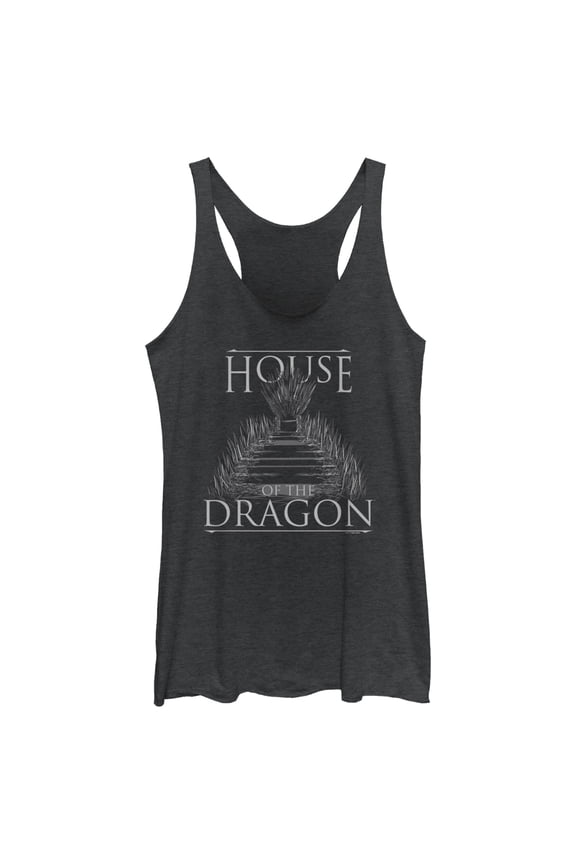 Women's Game of Thrones: House of the Dragon Iron Throne Logo  Racerback Tank Top Black Heather Large