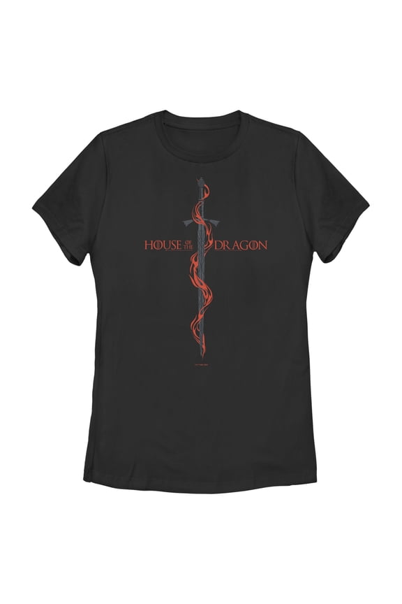 Women's Game of Thrones: House of the Dragon Red Sword Logo  Graphic Tee Black Small