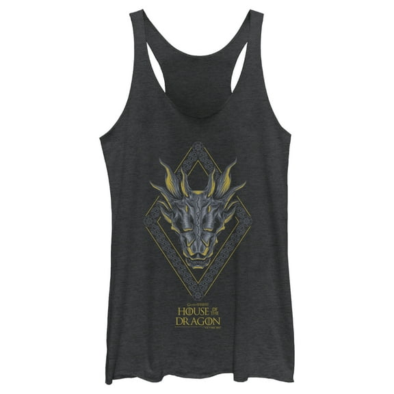 Women's Game of Thrones: House of the Dragon Skull Diamond Racerback Tank Top Black Heather Large