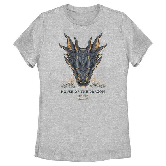 Women's Game of Thrones: House of the Dragon Skull of the Dragon Flames  Graphic Tee Athletic Heather Small
