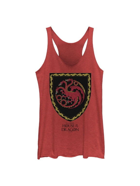 Women's Game of Thrones: House of the Dragon Targaryen Crest Racerback Tank Top Red Heather Small