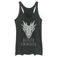 thumbnail image 1 of Women's Game of Thrones: House of the Dragon White Dragon Skull Logo Racerback Tank Top Black Heather X Small, 1 of 4