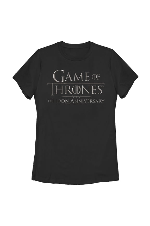 Women's Game of Thrones Iron Anniversary Metal Logo Graphic Tee Black Small