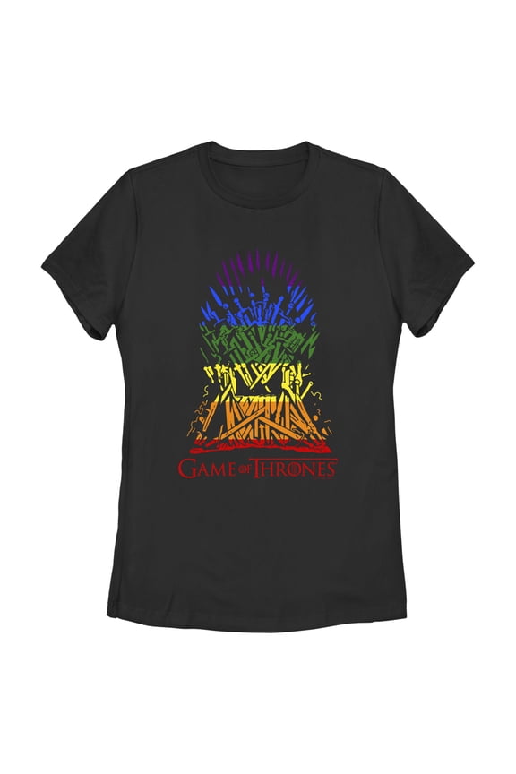 Women's Game of Thrones Rainbow Iron Throne Graphic Tee Black Small