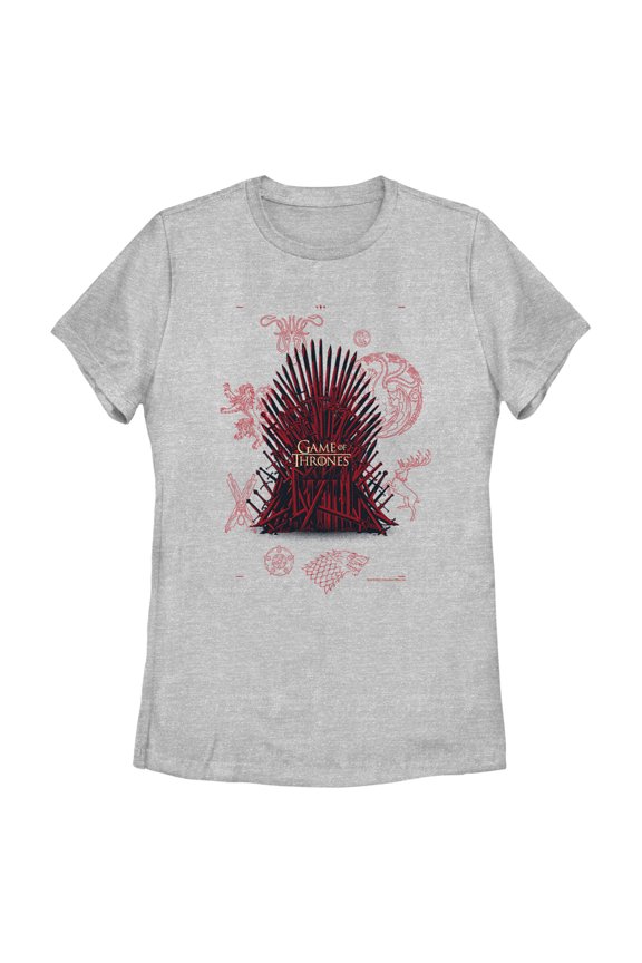 Women's Game of Thrones Red Iron Throne in Sigils Graphic Tee Athletic Heather Large