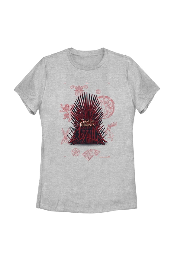 Women's Game of Thrones Red Iron Throne in Sigils Graphic Tee Athletic Heather Medium