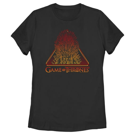 Women's Game of Thrones Red and Yellow Iron Throne Graphic Tee Black Small