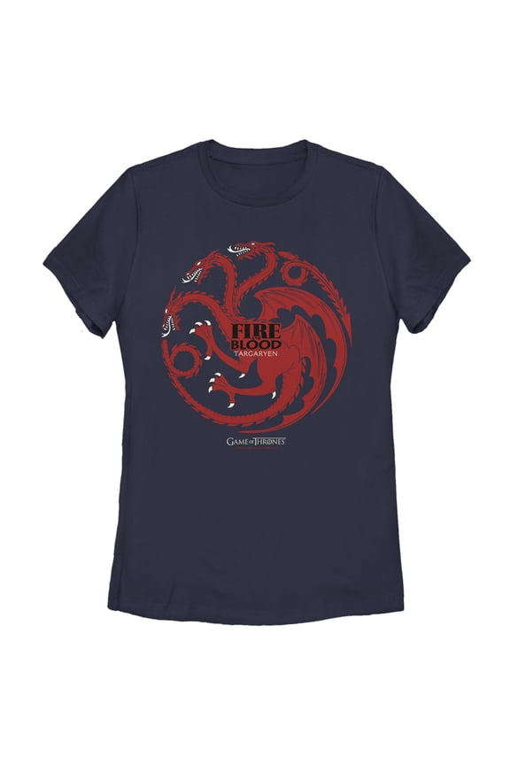 Women's Game of Thrones Targaryen Dragon Banner Graphic Tee Navy Blue Medium