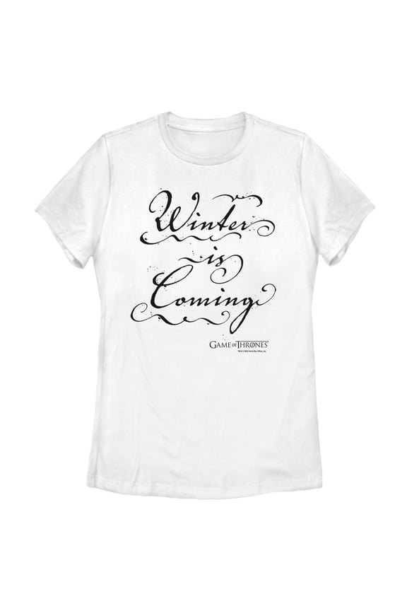 Women's Game of Thrones Winter is Coming Cursive Graphic Tee White 2X Large