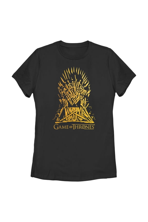 Women's Game of Thrones Yellow Iron Throne Graphic Tee Black Small