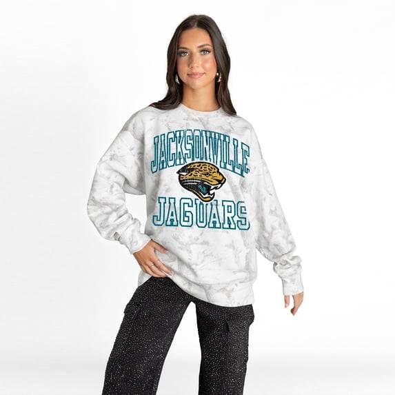 Women's Gameday Couture Arctic Camo Jacksonville Jaguars Whiteout Oversized Premium Fleece Sweatshirt