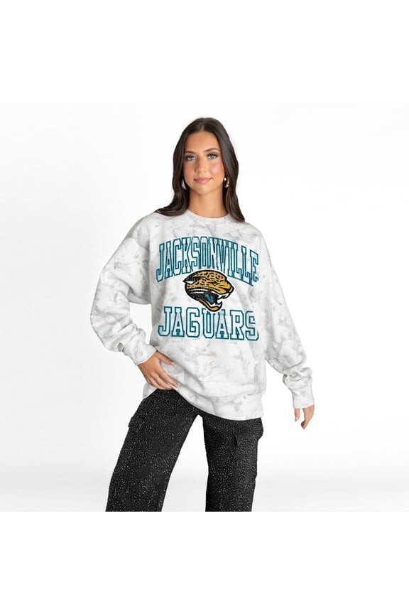 Women's Gameday Couture Arctic Camo Jacksonville Jaguars Whiteout Oversized Premium Fleece Sweatshirt