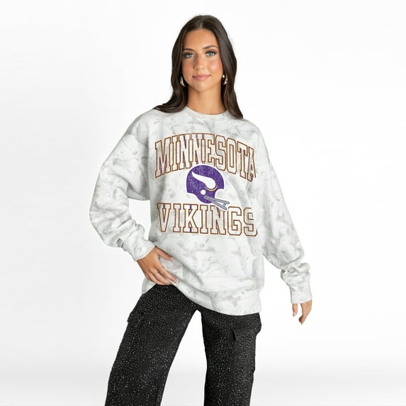 Women's Gameday Couture Arctic Camo Minnesota Vikings Whiteout Oversized Premium Fleece Sweatshirt