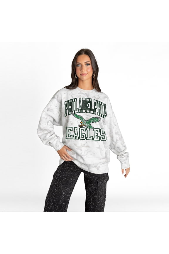 Women's Gameday Couture Arctic Camo Philadelphia Eagles Whiteout Oversized Premium Fleece Sweatshirt