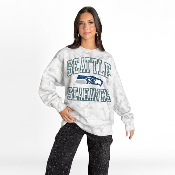 Women's Gameday Couture Arctic Camo Seattle Seahawks Whiteout Oversized Premium Fleece Sweatshirt