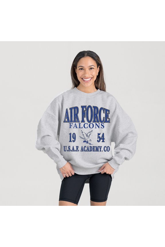 Women's Gameday Couture Ash Air Force Falcons Premium Fleece Pullover Sweatshirt
