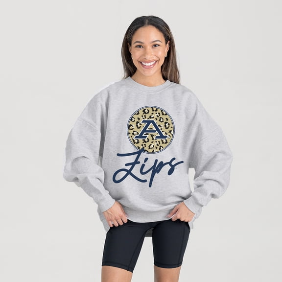 Women's Gameday Couture Ash Akron Zips Premium Fleece Pullover Sweatshirt