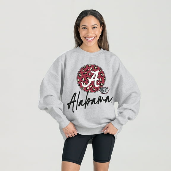 Women's Gameday Couture Ash Alabama Crimson Tide Premium Fleece Pullover Sweatshirt