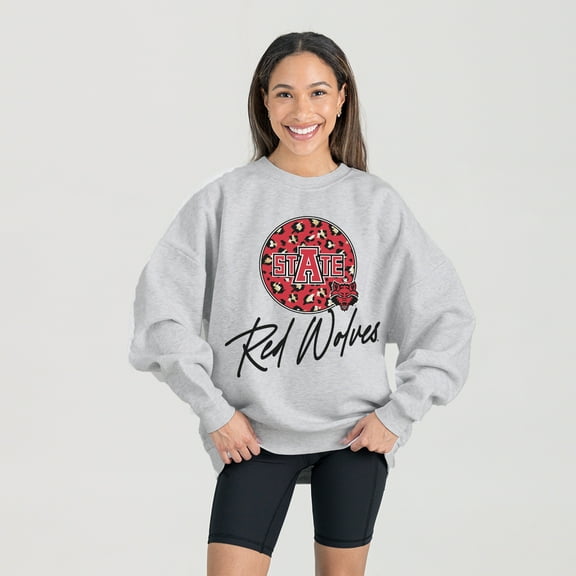 Women's Gameday Couture Ash Arkansas State Red Wolves Premium Fleece Pullover Sweatshirt