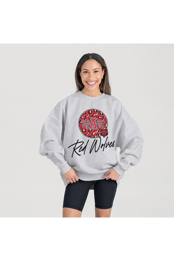 Women's Gameday Couture Ash Arkansas State Red Wolves Premium Fleece Pullover Sweatshirt