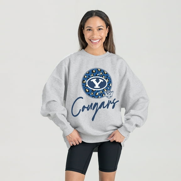 Women's Gameday Couture Ash BYU Cougars Premium Fleece Pullover Sweatshirt