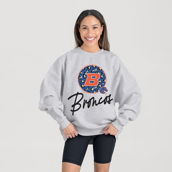 Women's Gameday Couture Ash Boise State Broncos Premium Fleece Pullover Sweatshirt