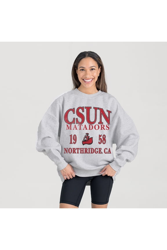 Women's Gameday Couture Ash Cal State Northridge Matadors Premium Fleece Pullover Sweatshirt