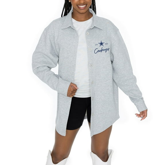 Women's Gameday Couture Ash Dallas Cowboys Full-Button Long Sleeve Overshirt