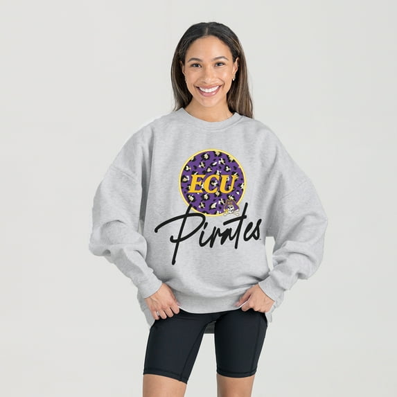 Women's Gameday Couture Ash ECU Pirates Premium Fleece Pullover Sweatshirt