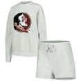 thumbnail image 1 of Women's Gameday Couture Ash Florida State Seminoles Team Effort Pullover Sweatshirt & Shorts Sleep Set, 1 of 6