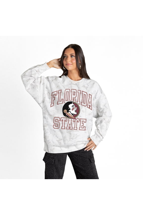 Women's Gameday Couture Ash Florida State Seminoles Whiteout Premium Fleece Camo Sweatshirt