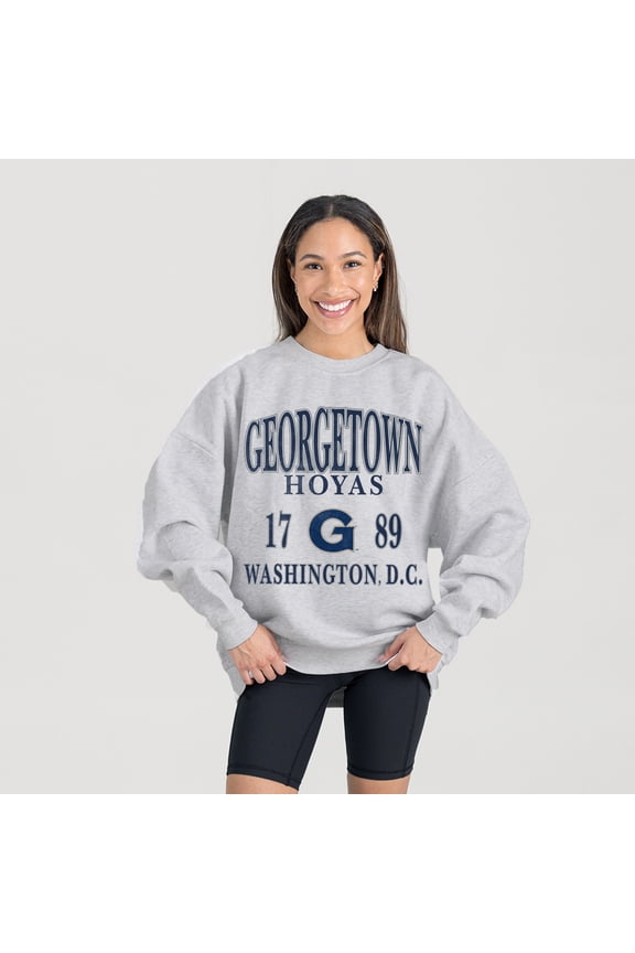 Women's Gameday Couture Ash Georgetown Hoyas Premium Fleece Pullover Sweatshirt