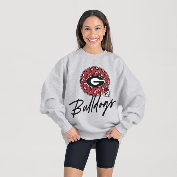 Women's Gameday Couture Ash Georgia Bulldogs Premium Fleece Pullover Sweatshirt